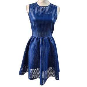 Sandro Paris Dress Womens Small Rollanda Coated Mesh Coctail Cobalt Blue Cosplay